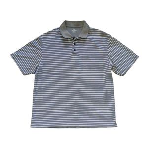 Dockers Golf Men's Khaki Green, Black and White Striped Polo Style Short Sleeve